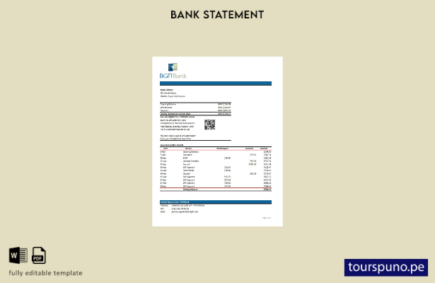 listo para imprimir plantilla de Excel de extracto bancario BGFI de Guinea Ecuat